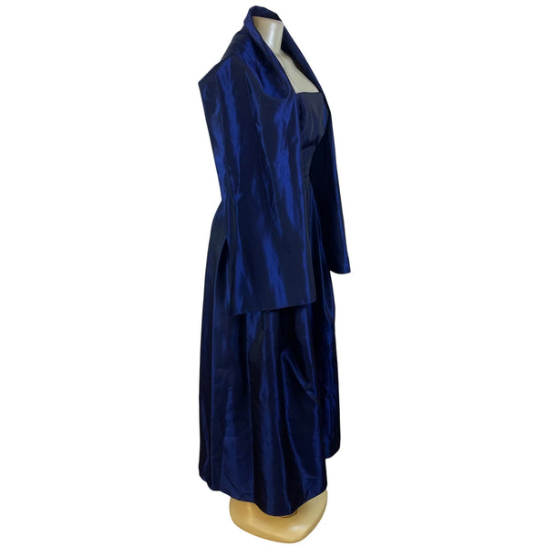 Michaelangelo Strapless Blue Satin Formal Evening Dress Elegant Gown Size 4