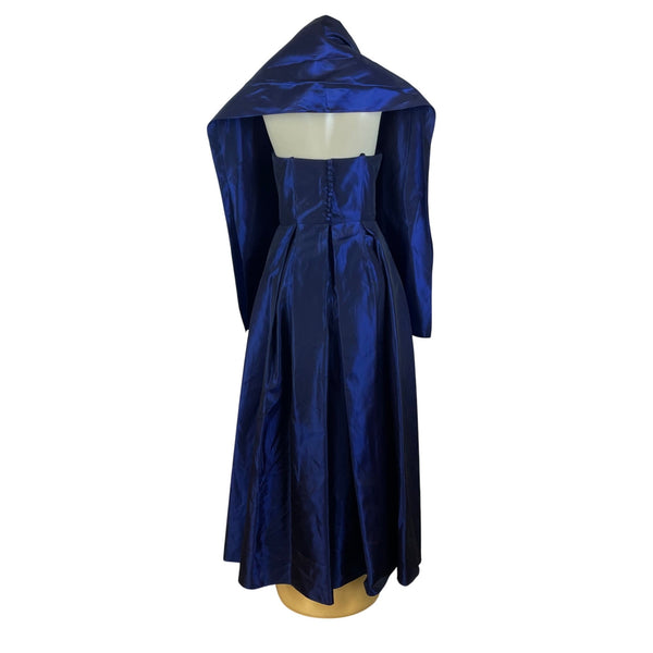 Michaelangelo Strapless Blue Satin Formal Evening Dress Elegant Gown Size 4