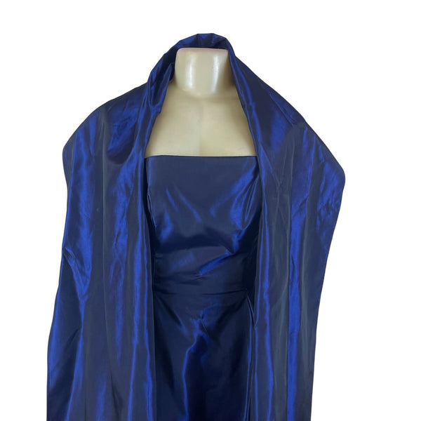 Michaelangelo Strapless Blue Satin Formal Evening Dress Elegant Gown Size 4