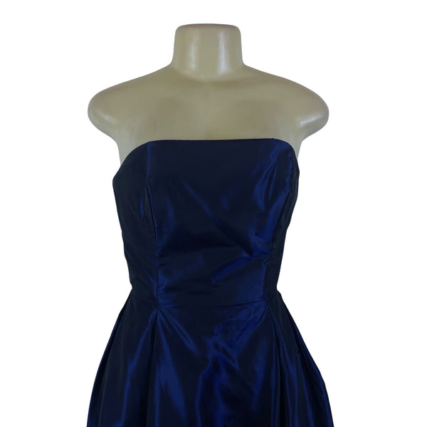 Michaelangelo Strapless Blue Satin Formal Evening Dress Elegant Gown Size 4