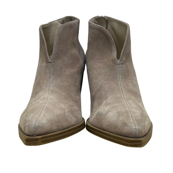Vince Camuto Women’s Taupe Suede Back Zipper Ginsel Heeled Ankle Boots Size 8M