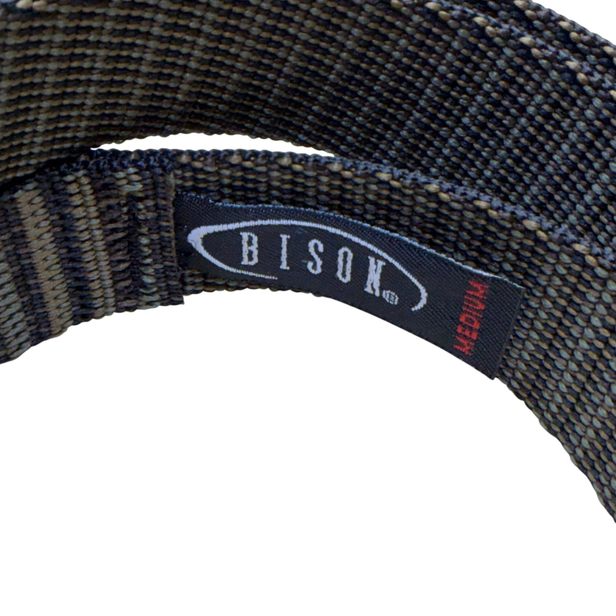 Bison Mens Green/Black Woven Nylon Belt Adventure Wear Medium Durable Outdoor Style