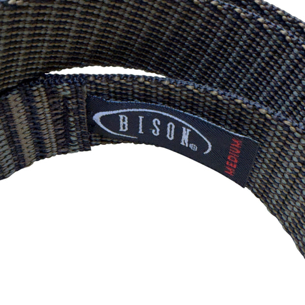 Bison Mens Green/Black Woven Nylon Belt Adventure Wear Medium Durable Outdoor Style