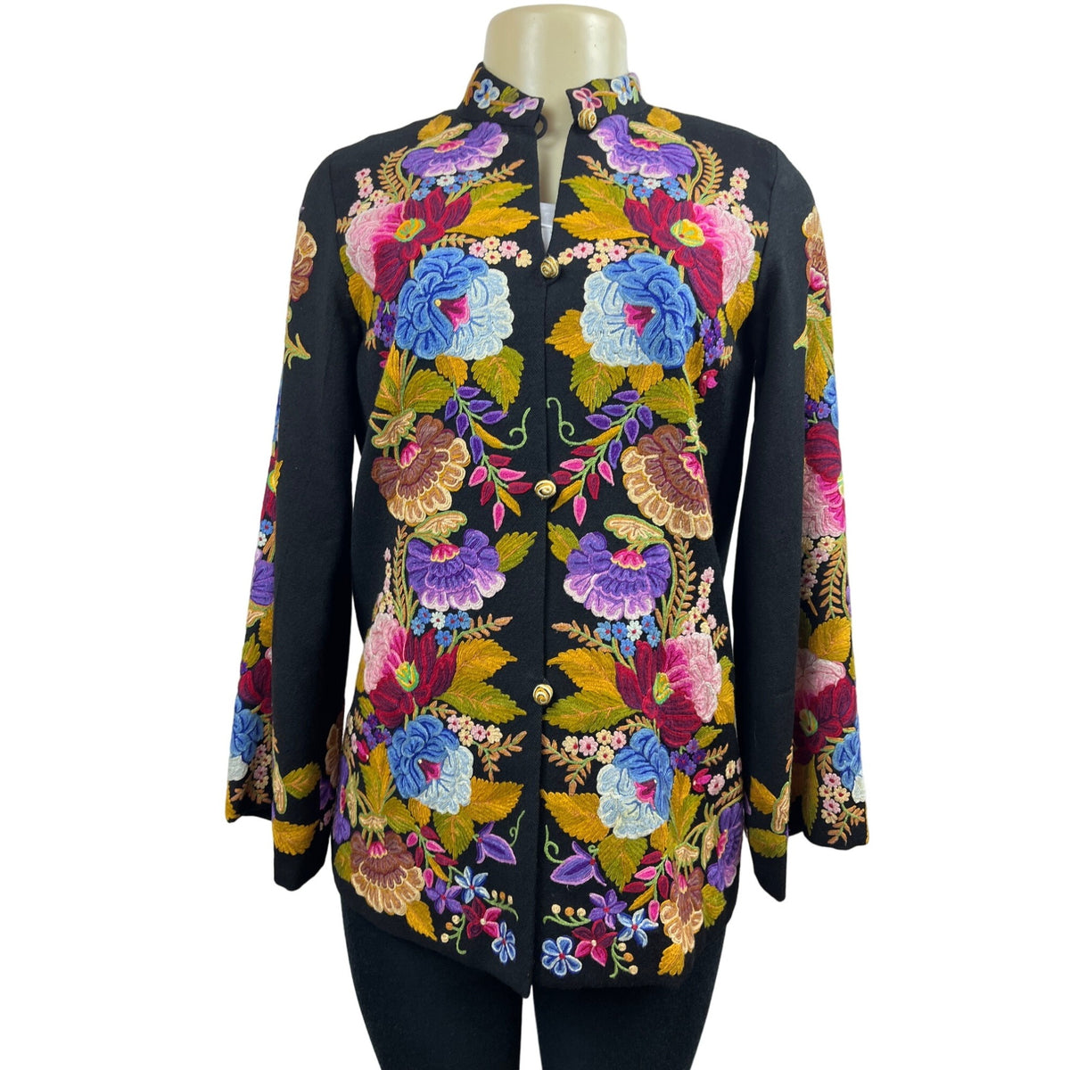 Women’s Multicolor Floral Design Cashmere Wool Jacket Sz S