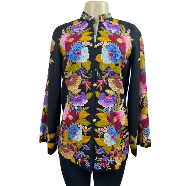 Women’s Multicolor Floral Design Cashmere Wool Jacket Sz S