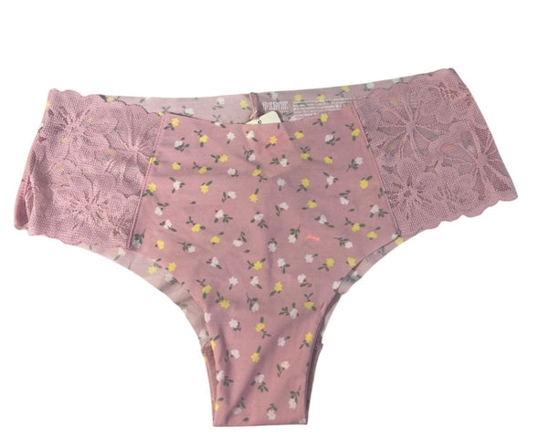 Pink Womens Lace & Floral Bikini Panties Size Medium - New