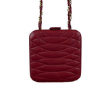Giorgio Beverly Hills Red Quilted Leather Mini Crossbody Bag Gold Tone Details
