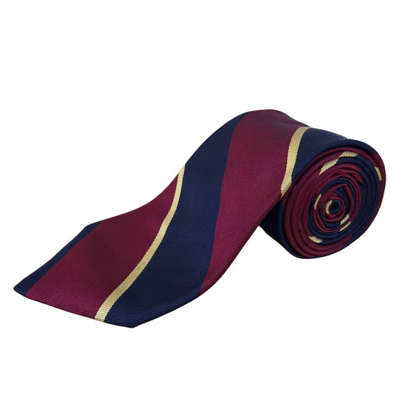 Vintage Brooks Brothers Navy Burgundy Silk Striped Tie Hand Made Classic Design