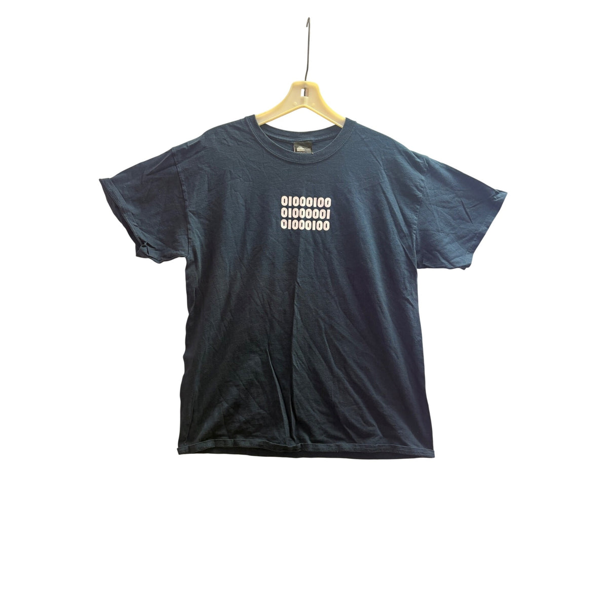 ThinkGeek Mens Navy Blue Binary Graphic Cotton T-Shirt Size L