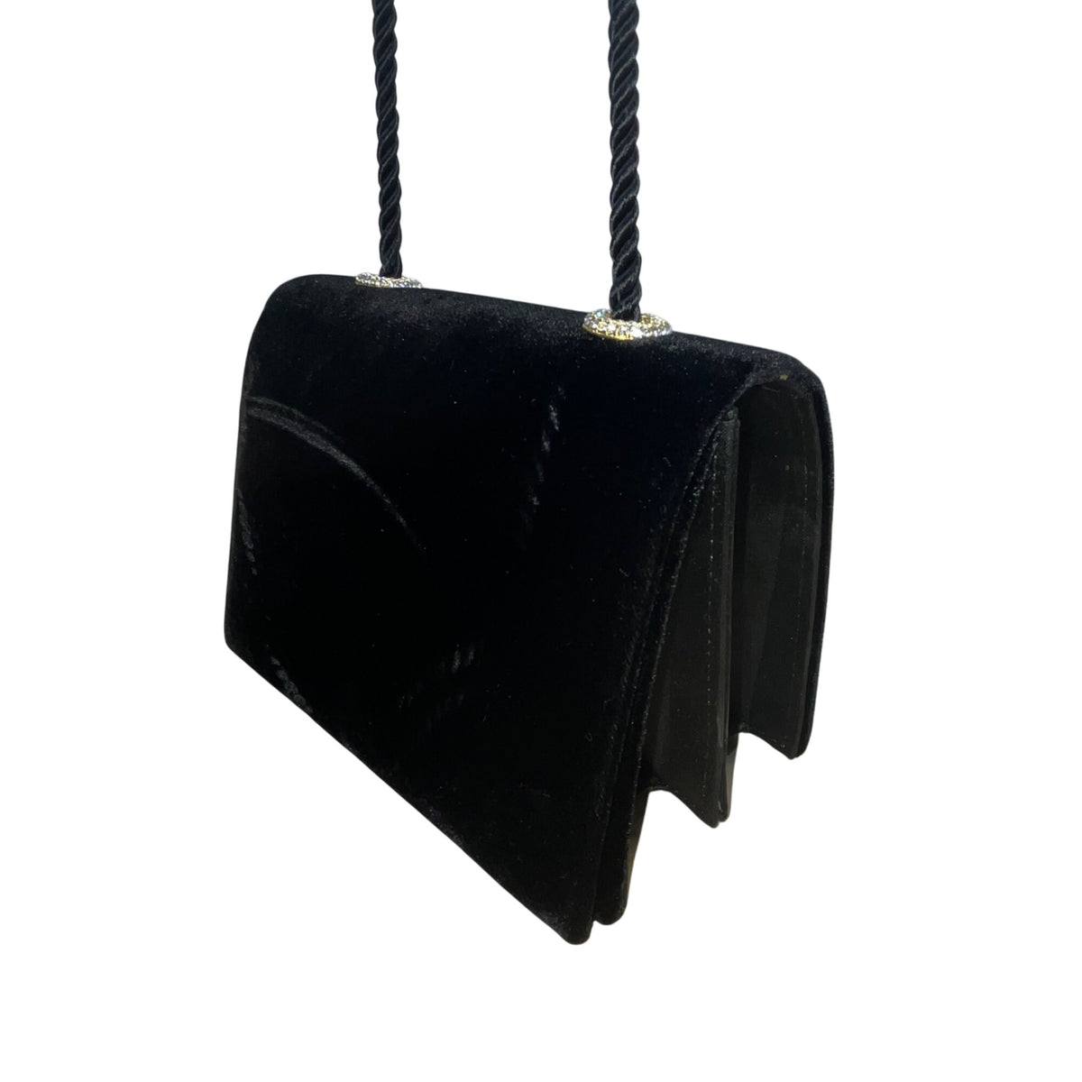 Carla Marchi Women’s Black Velvet Compact Design Evening Crossbody Bag