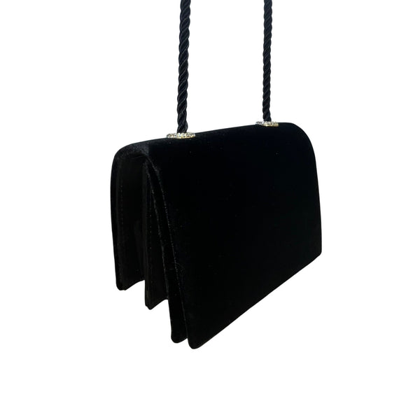 Carla Marchi Women’s Black Velvet Compact Design Evening Crossbody Bag