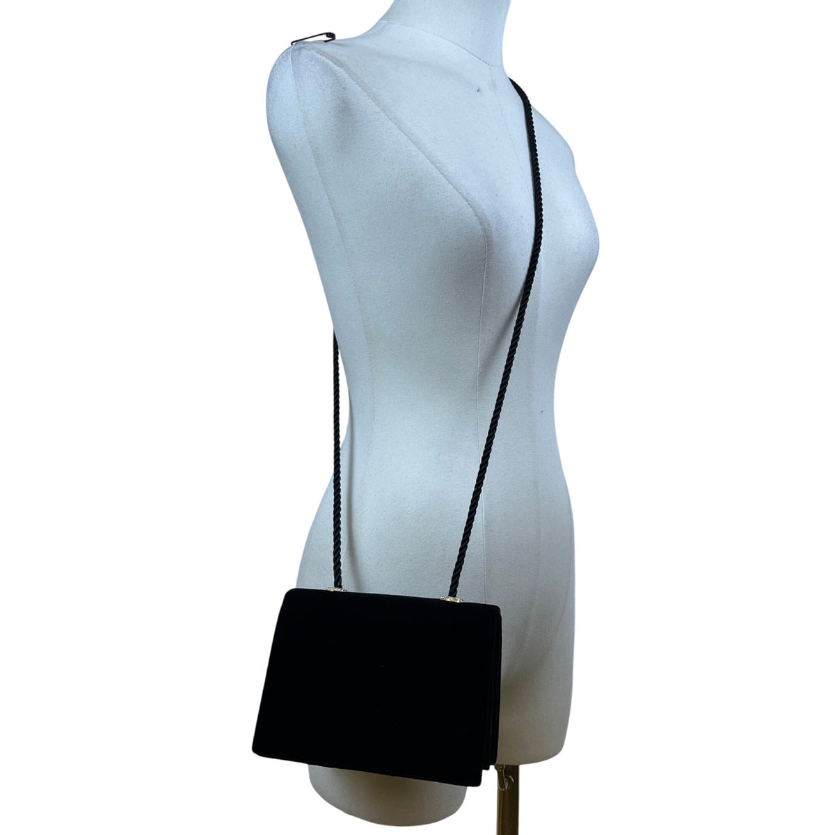 Carla Marchi Women’s Black Velvet Compact Design Evening Crossbody Bag