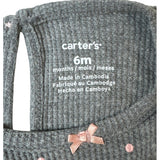 Carters Baby Girl 6M Long Sleeve Grey Bodysuit Pink Polka Dots - New