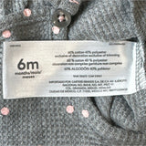 Carters Baby Girl 6M Long Sleeve Grey Bodysuit Pink Polka Dots - New