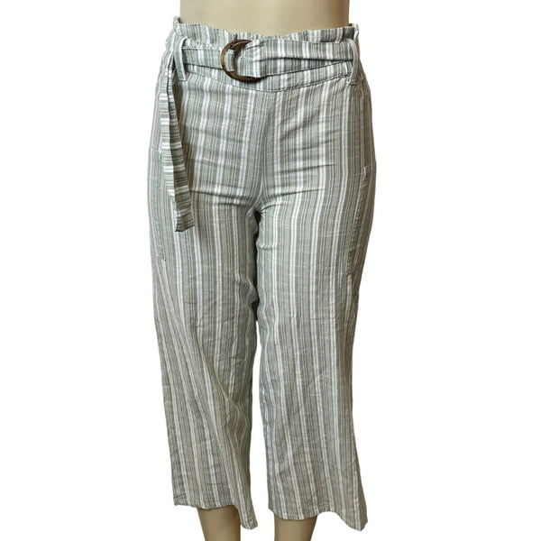 Derek Heart Women's Green and White Wide Leg Pants Sz S