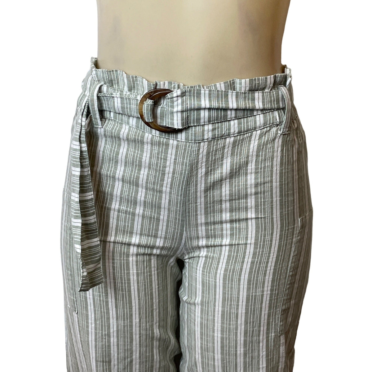 Derek Heart Women's Green and White Wide Leg Pants Sz S