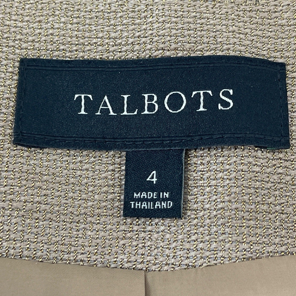 Talbots Beige Textured Open Blazer With Button Closures & Pockets Sz 4