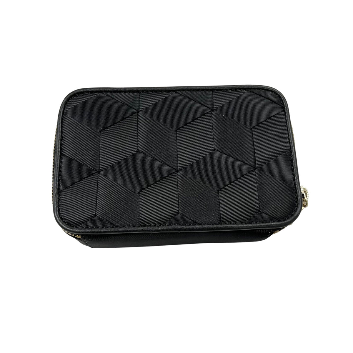 Welden Unisex Black Geometric Quilted Travel Pouch With Divider Compartments & Mesh Pocket