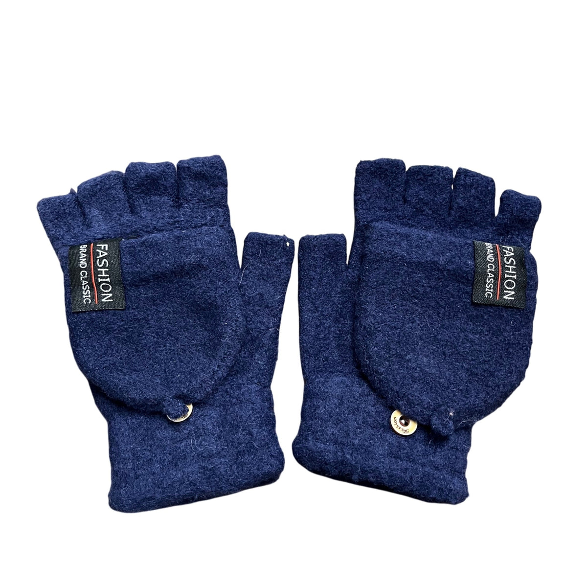 Fashion Unisex Navy Wool Convertible Gloves Fingerless & Mitten Flap Winter Warm