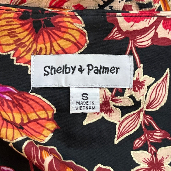 Shelby & Palmer Black Floral Print Knee Length Women's Dress Sz S
