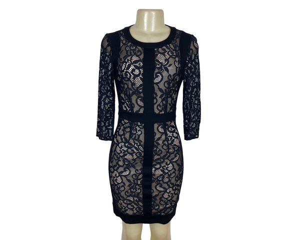 Laundry By Shelli Segal Womens Black Lace Bodycon Dress With Coss Detail Sz 0