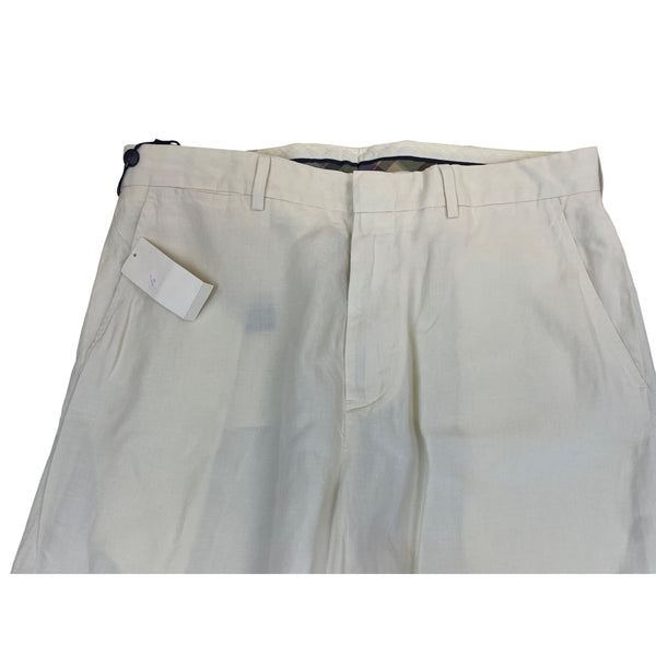 Polo Ralph Lauren Men’s White Linen Flat-Front Dress Pants Size 34-34 - New