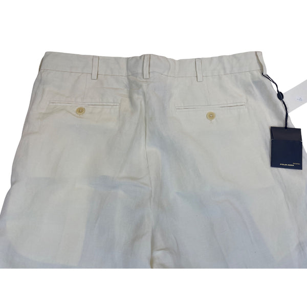 Polo Ralph Lauren Men’s White Linen Flat-Front Dress Pants Size 34-34 - New