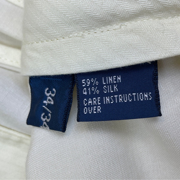 Polo Ralph Lauren Men’s White Linen Flat-Front Dress Pants Size 34-34 - New