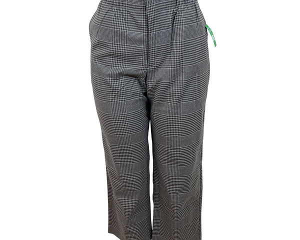 Gap Gray Women's Plaid High-Wasted Elasticated Wide-Leg Trousers Size MP- New
