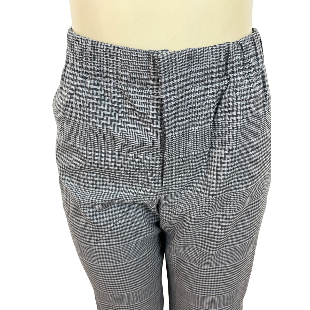 Gap Gray Women's Plaid High-Wasted Elasticated Wide-Leg Trousers Size MP- New
