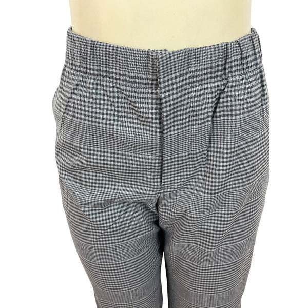 Gap Gray Women's Plaid High-Wasted Elasticated Wide-Leg Trousers Size MP- New