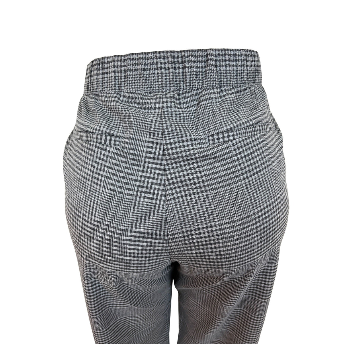 Gap Gray Women's Plaid High-Wasted Elasticated Wide-Leg Trousers Size MP- New