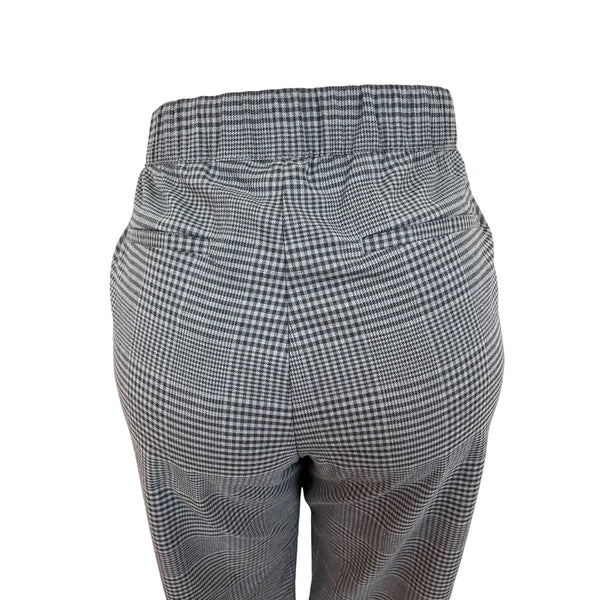 Gap Gray Women's Plaid High-Wasted Elasticated Wide-Leg Trousers Size MP- New