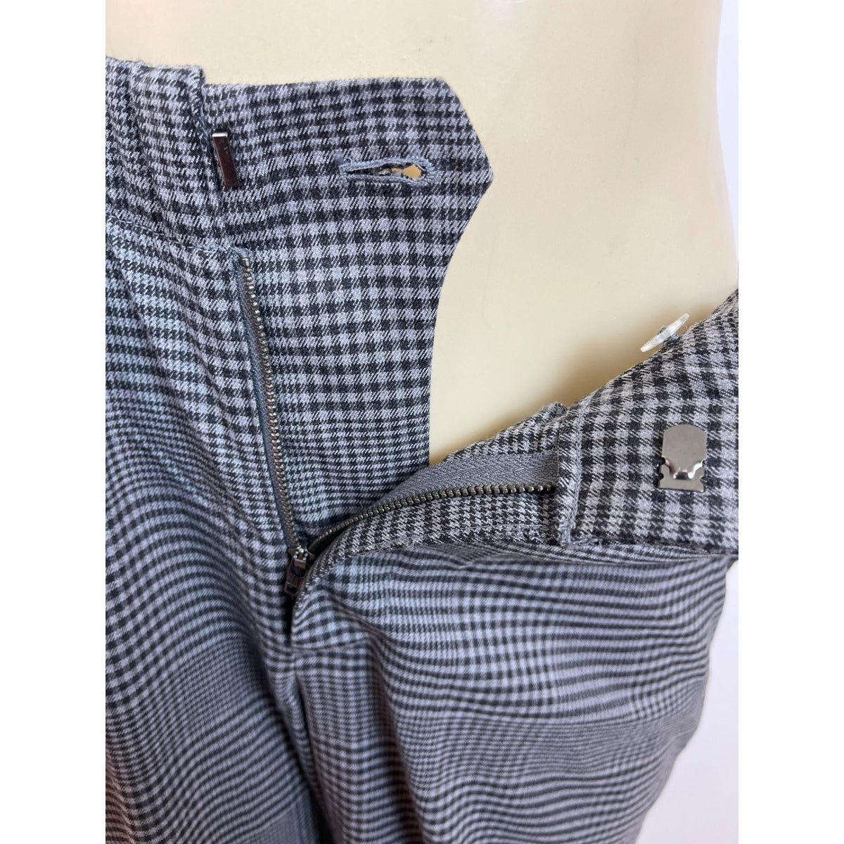 Gap Gray Women's Plaid High-Wasted Elasticated Wide-Leg Trousers Size MP- New