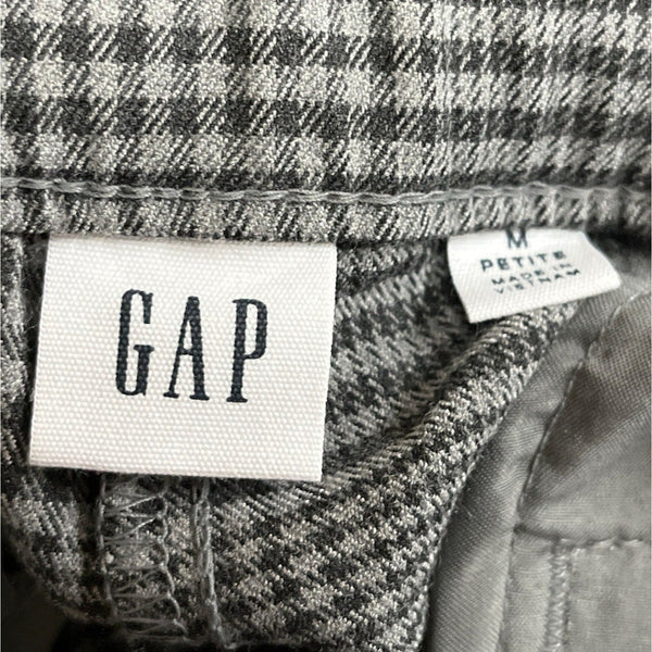 Gap Gray Women's Plaid High-Wasted Elasticated Wide-Leg Trousers Size MP- New