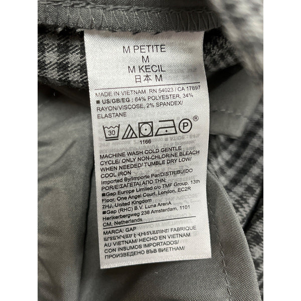 Gap Gray Women's Plaid High-Wasted Elasticated Wide-Leg Trousers Size MP- New