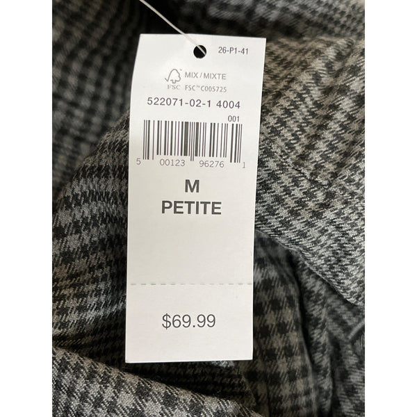 Gap Gray Women's Plaid High-Wasted Elasticated Wide-Leg Trousers Size MP- New