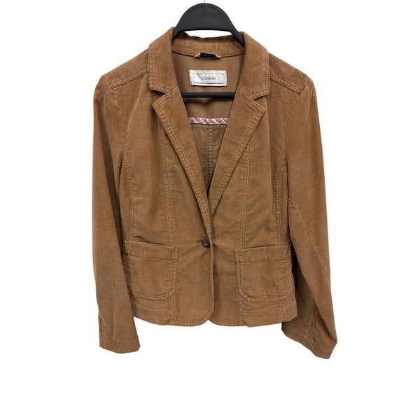 Caslon Womens Tan Corduroy Blazer Jacket S Single-Button Made In India
