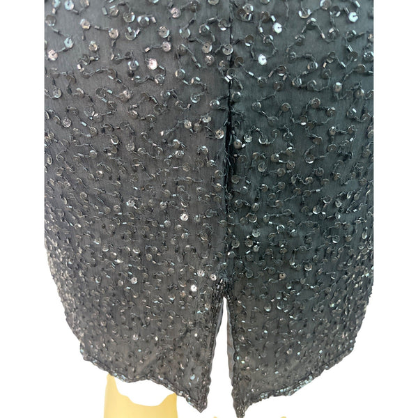 Laurence Kazar Black Sequin New Years Eve 2000 Jacket & Dress Set Size M - New