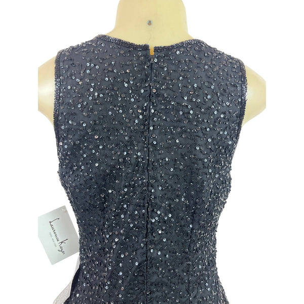 Laurence Kazar Black Sequin New Years Eve 2000 Jacket & Dress Set Size M - New