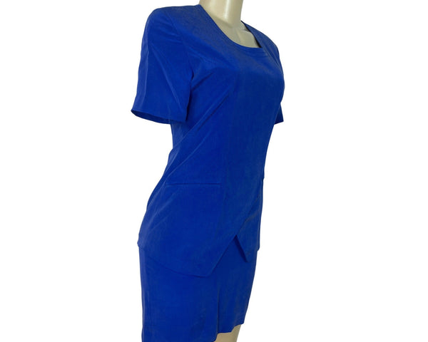 YL Women's Royal Blue Short Sleeve Dress W/ Back Zipper Elegant Design Size 4P