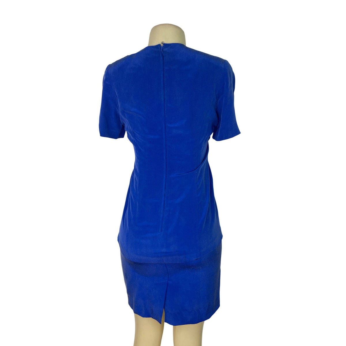 YL Women's Royal Blue Short Sleeve Dress W/ Back Zipper Elegant Design Size 4P