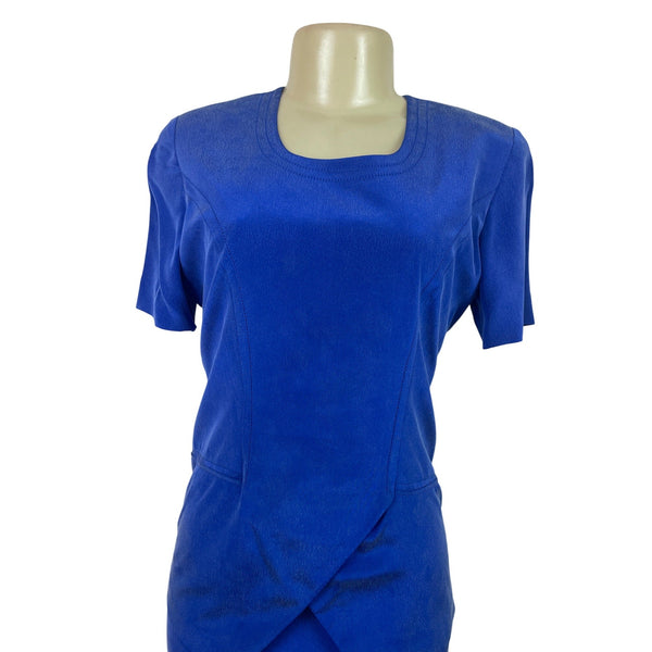 YL Women's Royal Blue Short Sleeve Dress W/ Back Zipper Elegant Design Size 4P