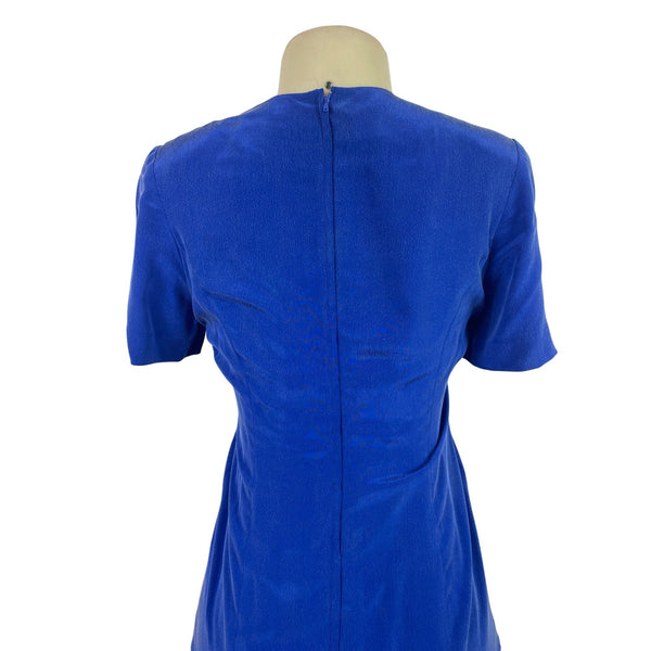 YL Women's Royal Blue Short Sleeve Dress W/ Back Zipper Elegant Design Size 4P