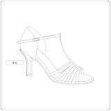 Handcrafted Women’s Silver Adjustable Ankle Strap Open Toe Dance Heels Size 8