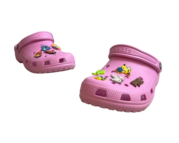 Crocs Pink Slip On With Jibbitz Charms Slippers Sz 8M/10W