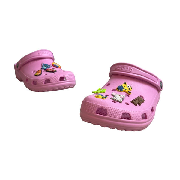 Crocs Pink Slip On With Jibbitz Charms Slippers Sz 8M/10W
