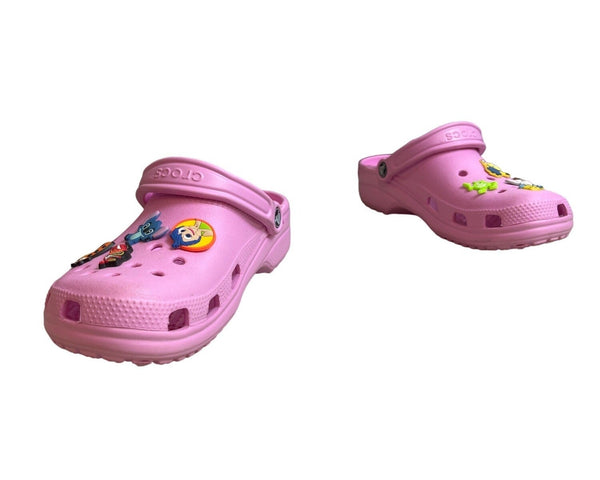 Crocs Pink Slip On With Jibbitz Charms Slippers Sz 8M/10W