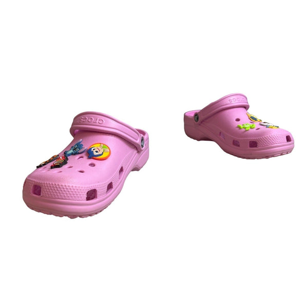 Crocs Pink Slip On With Jibbitz Charms Slippers Sz 8M/10W
