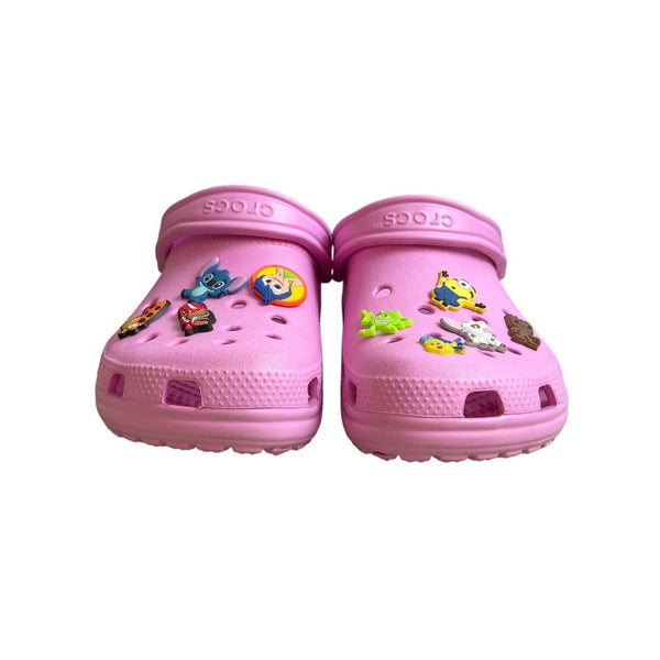 Crocs Pink Slip On With Jibbitz Charms Slippers Sz 8M/10W